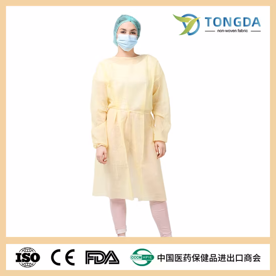 Изолирующий халат с петлей для большого пальца Одноразовый халат/фартук CPE